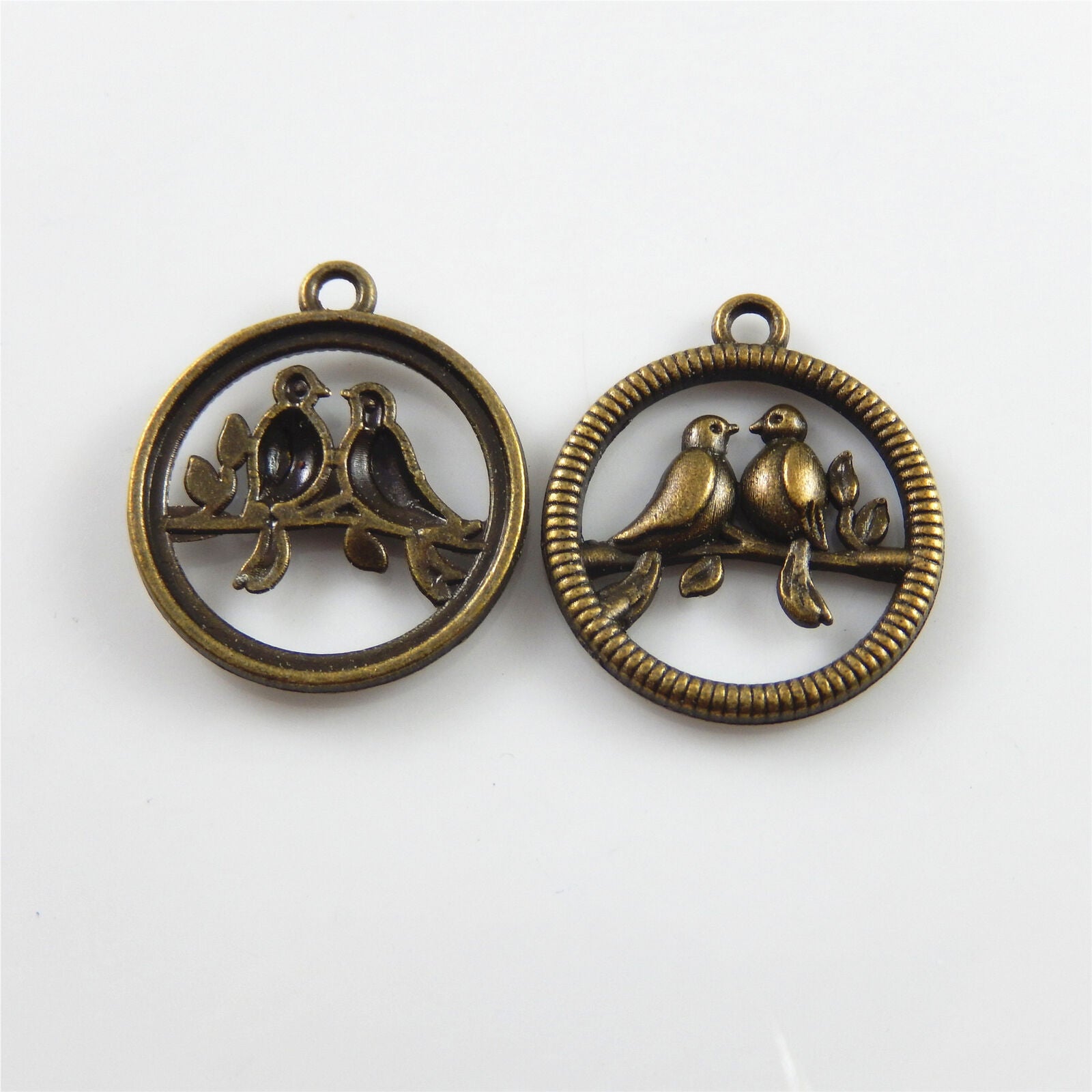 30 pcs Antiqued Bronze Couple Bird Charm Pendant DIY Crafts 25x21 mm #33321