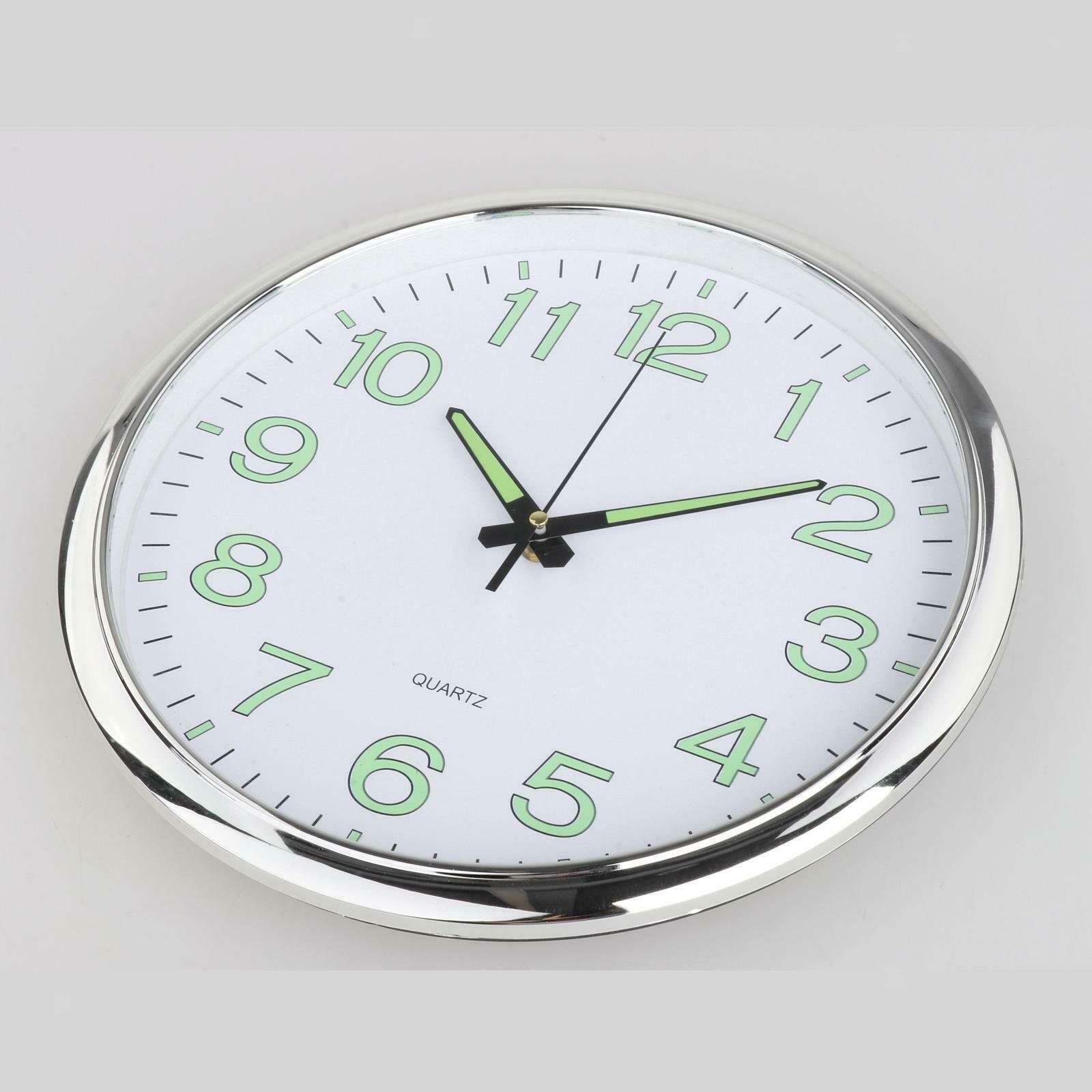 Luminous Wall Clock 12Inch Round Quartz Clocks Battery Operated Hotel Decor