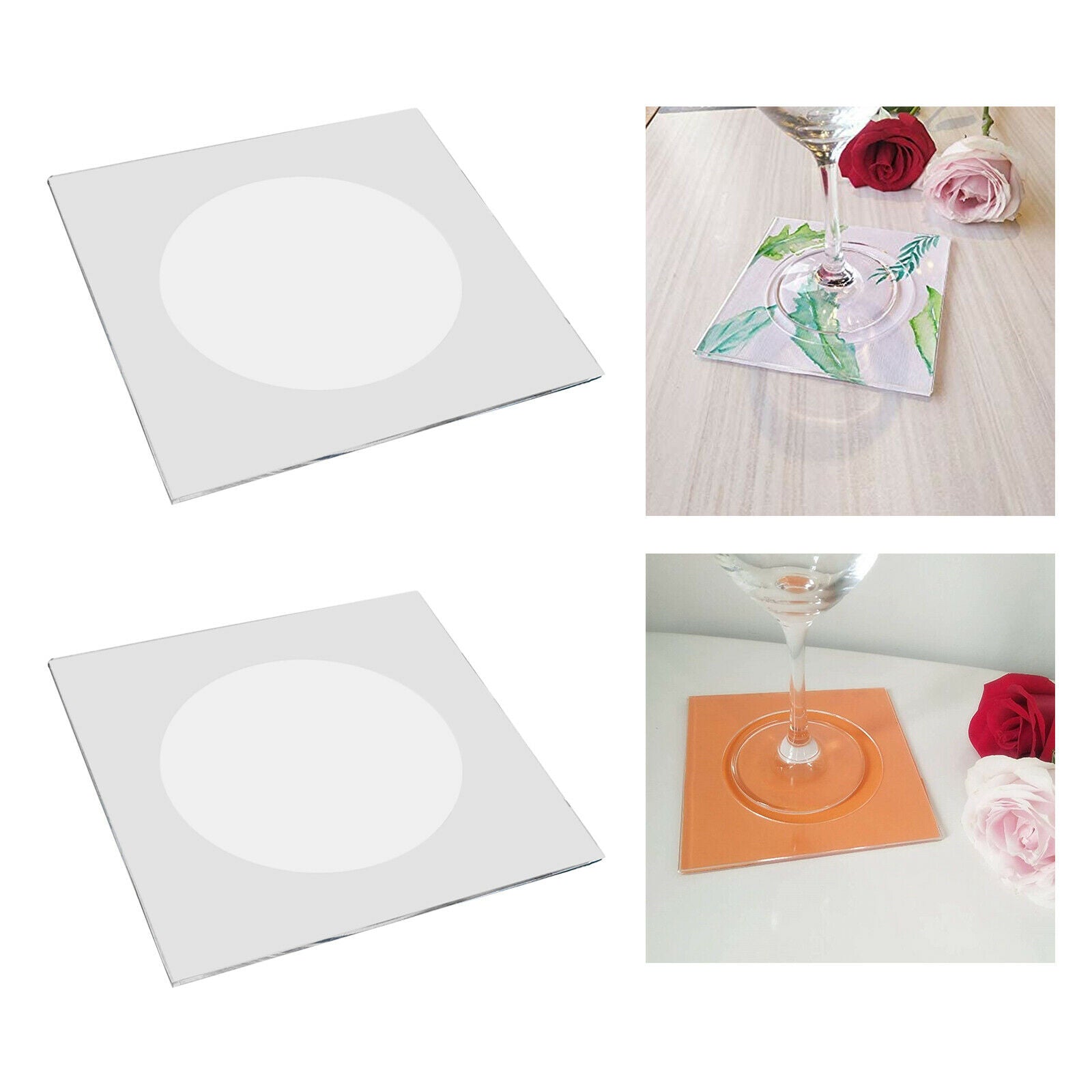 2Pcs Acrylic Napkin Holder Square Coasters Placemat Shatterproof Home Decorss