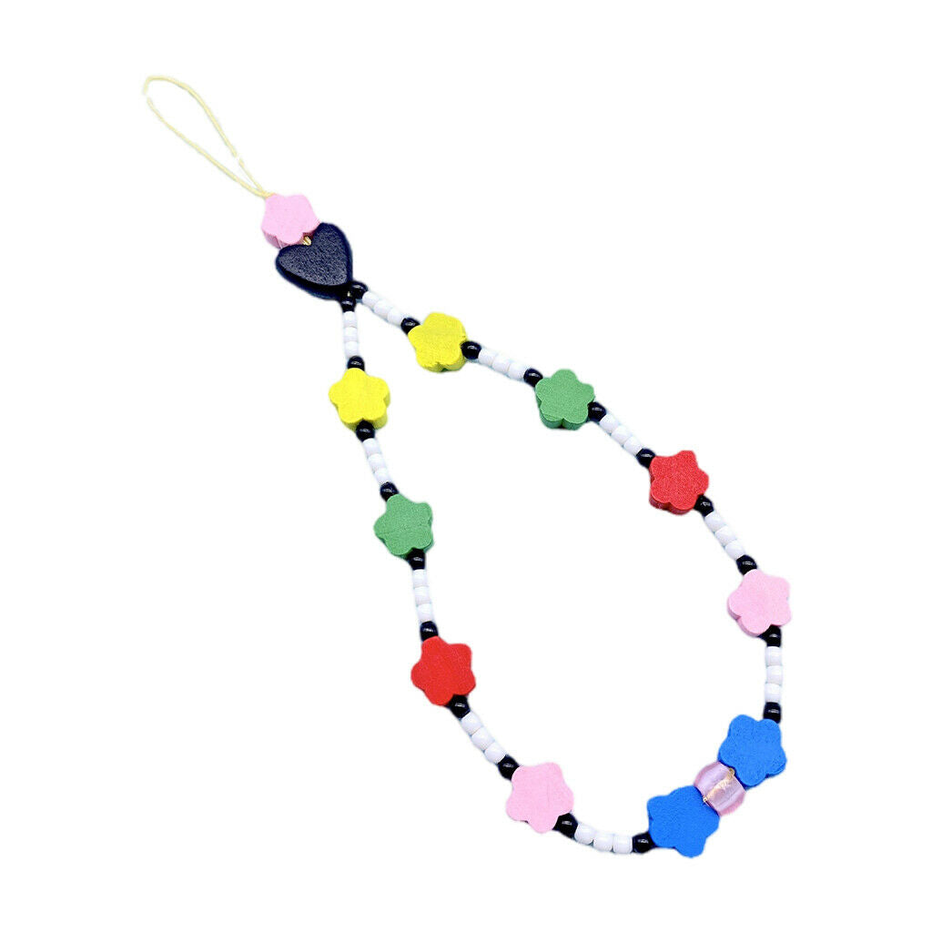 Flower Beaded Phone Lanyard Phone Decoration DIY Beads Charms Key Chain