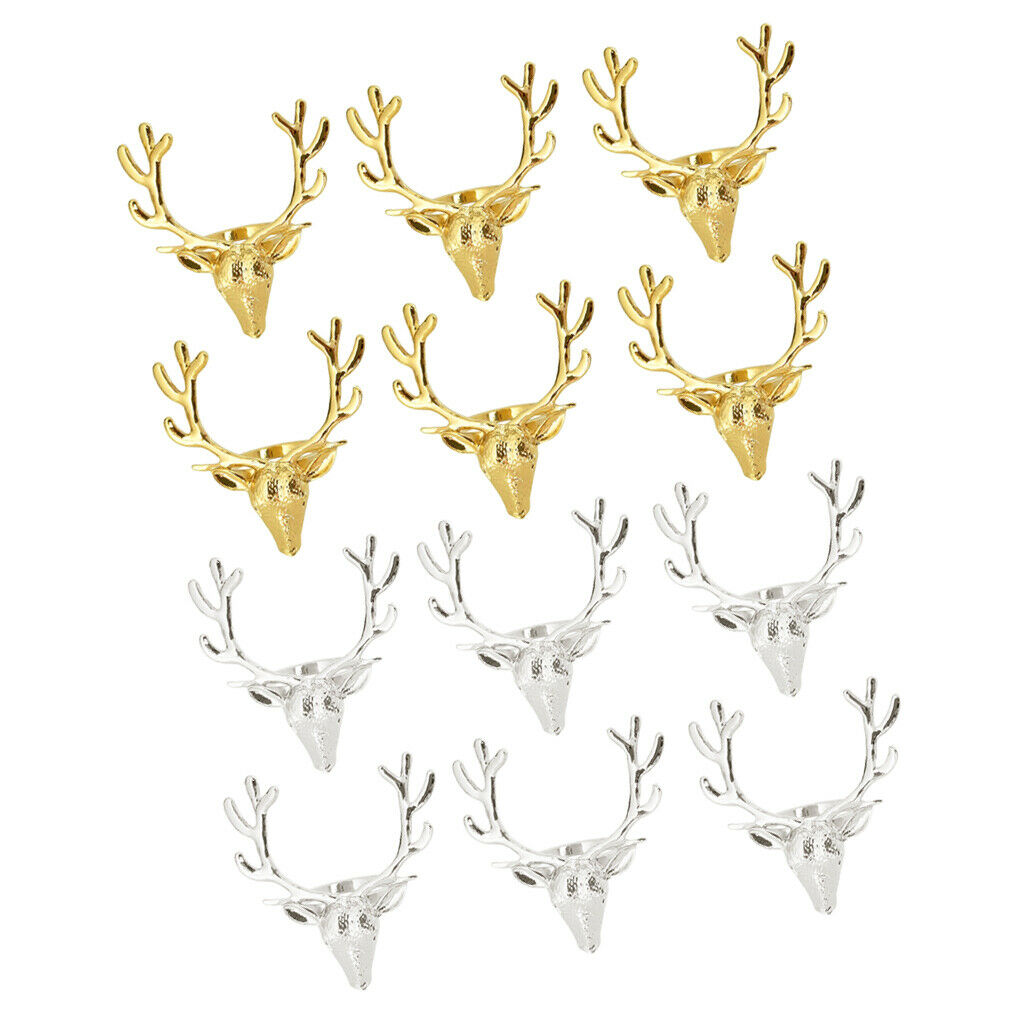 12pcs Dinner Napkin Rings Reindeer Serviette Towel Rings For Wedding Party