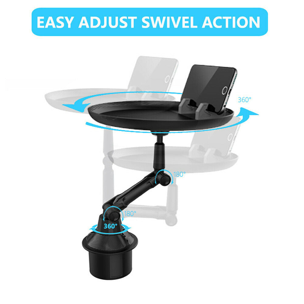 1PC Car Food Tray 360Âº Adjustable Snack Tray Drink Tray Car Cup Cellphone Holder