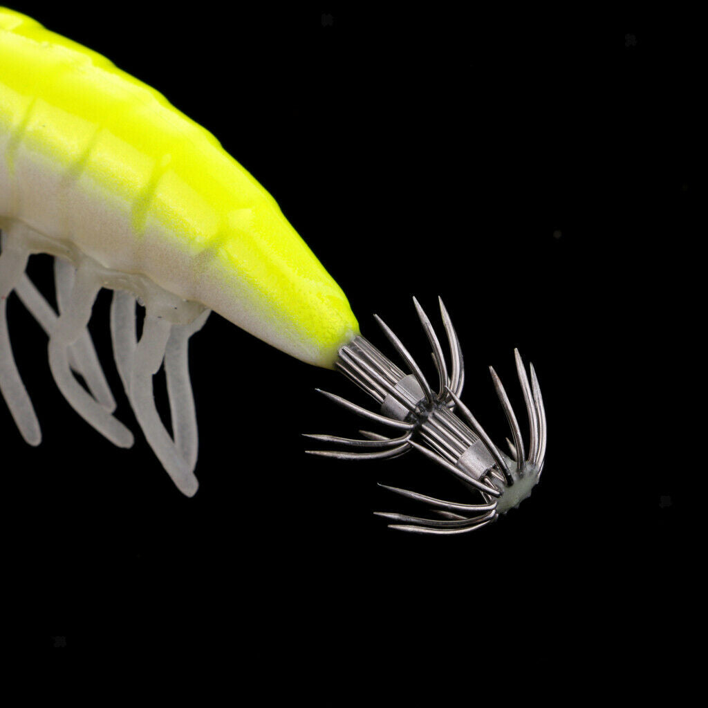 Squid Jig Hard Fishing Lures Shrimps Prawn Luminous Tail Glow in Dark Artificial