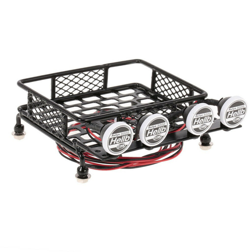 1:10 Metal Roof Rack w/ LED Light Bar for Axial SCX10 HSP RC4WD RC Car