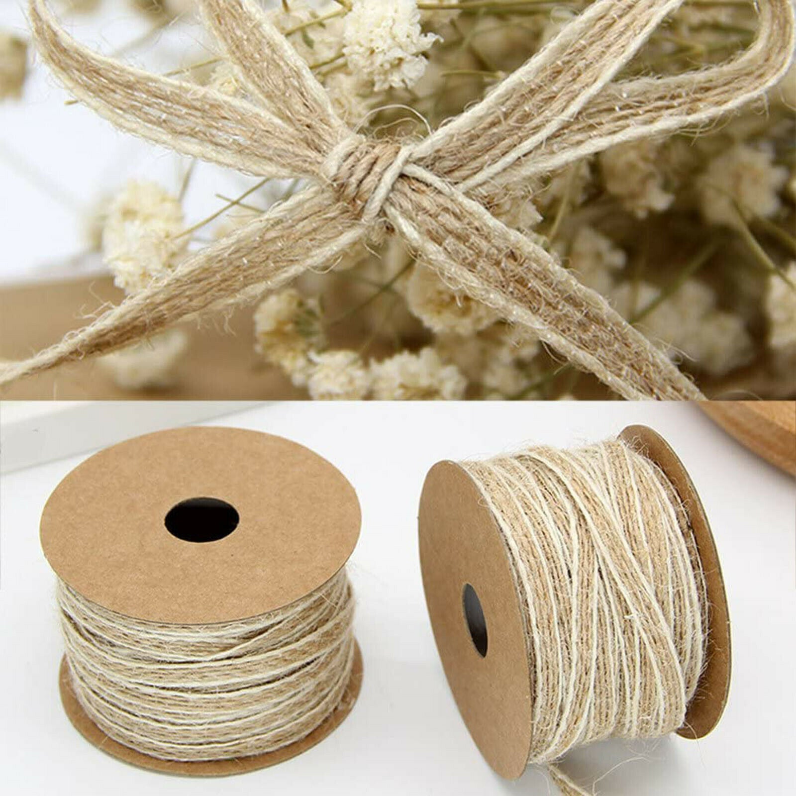 Set Of 2 Rolls Of Jute Tied Up For Wedding Decoration 0.5cmÃ—10m See Picture