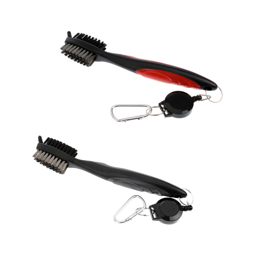 Two Sides Golf Club Brush Groove Cleaner Sharpener 1 Red + 1 Black
