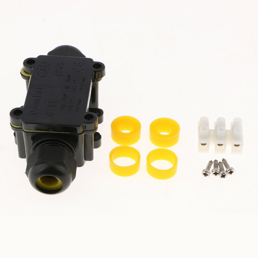 2Set Waterproof IP68 Cable Wire Connector Electrical 2Way Junction Box Black