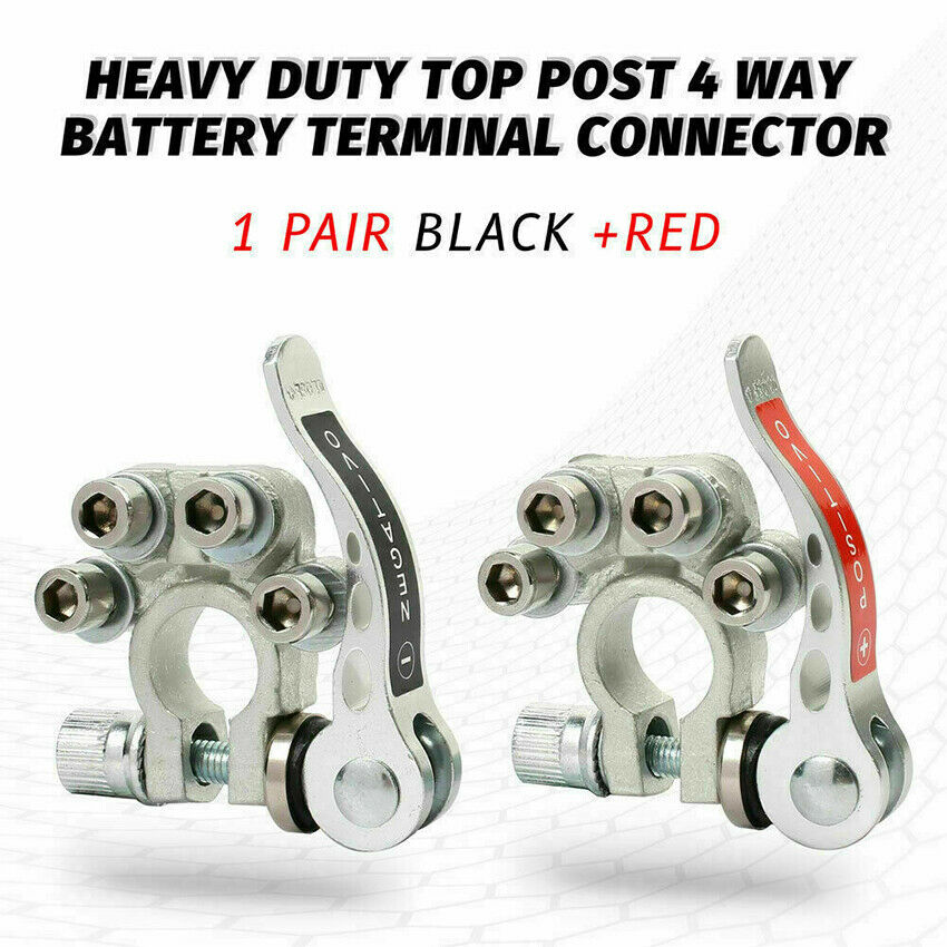 2x Battery Terminal Clamp Connectors 4 Way Positive Negative Quick Release