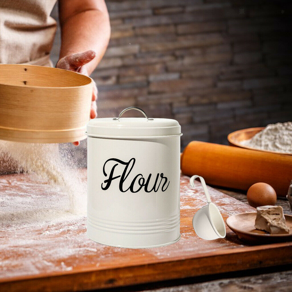 Metal Kitchen Food Flour Storage Tin Jar 5L Canister Box 17x20.5cm