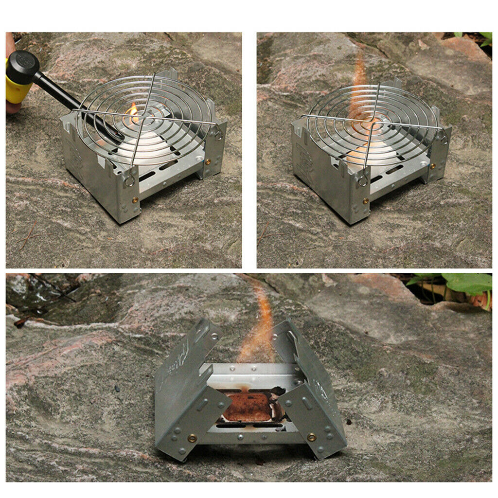 Pocket Stove Folding Burner Alcohol Stove with Pot Support Rack For BBQ Picnic