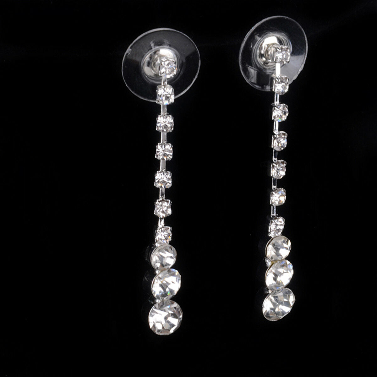 Stylish Wedding Bridal Rhinestone Crystal Necklace Drop Earrings New Jewelry Set