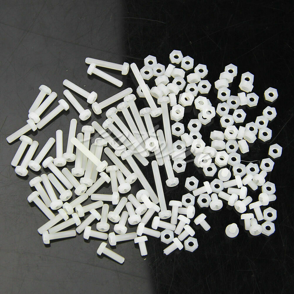 150Pcs M3 White Nylon Hex Screw Bolt Nut Standoff Spacer Kit Set