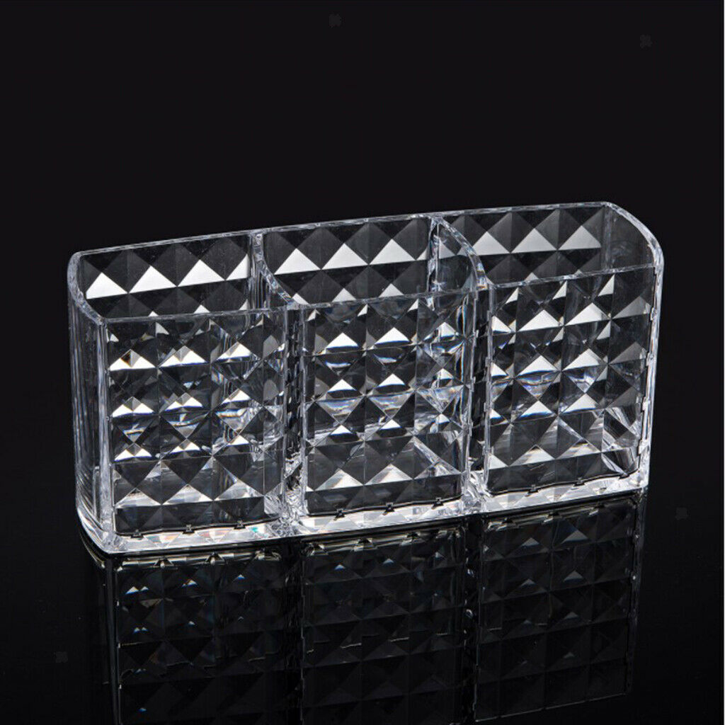 Transparent Acrylic Makeup Brush Holder 3 Slot Lipstick Display Storage Case