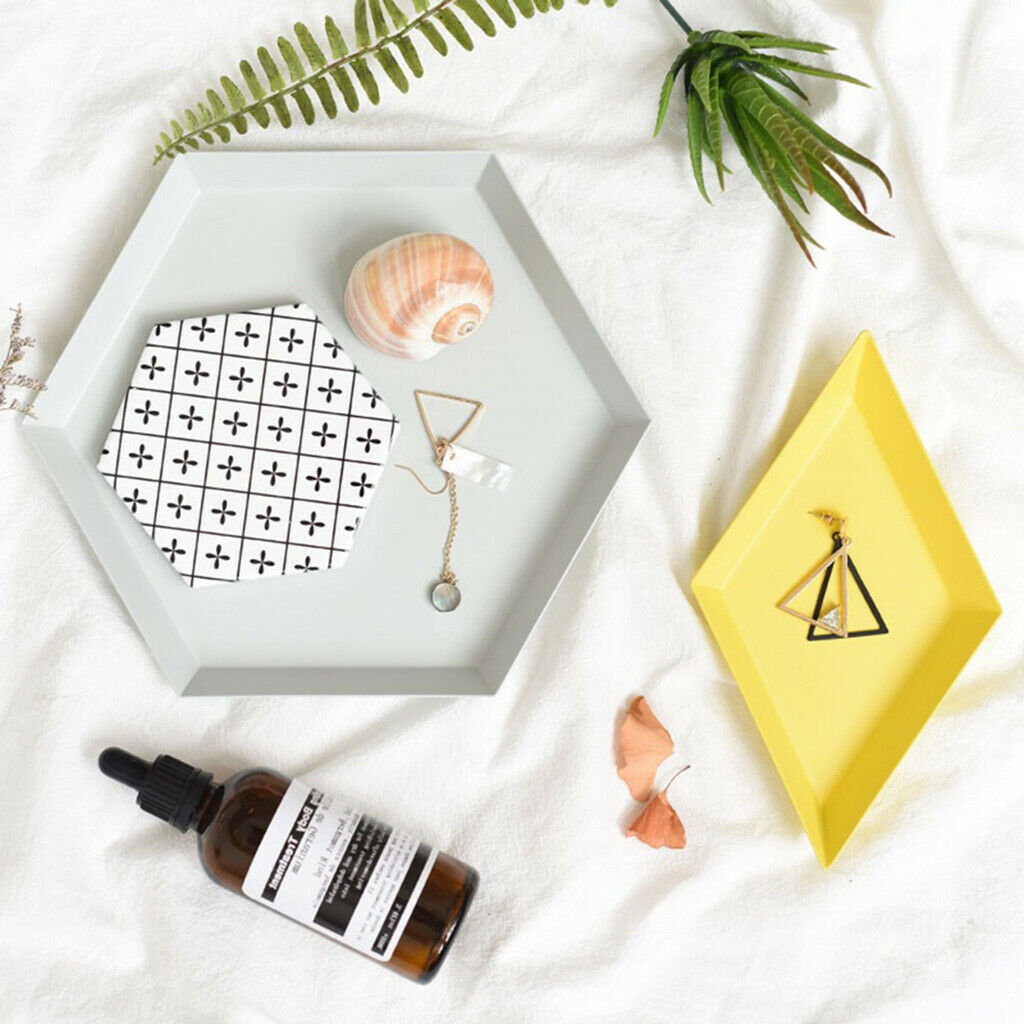 Colorful Polygonal Metal Desktop Combination Storage Tray Plate XS Apricot