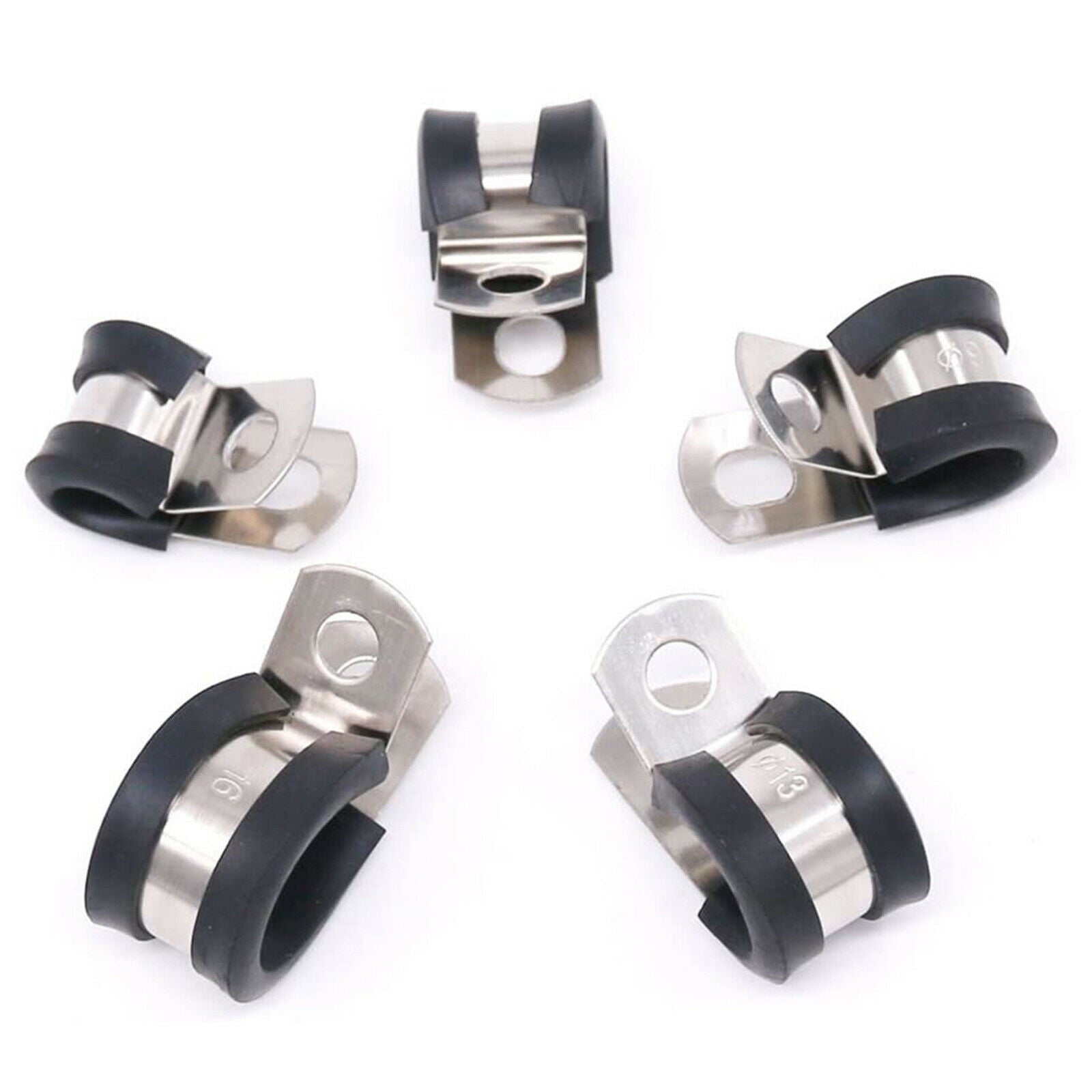 44Pcs 304 Stainless Steel Rubber Band Clamp Rubber Insulated Wire Clamp Kit