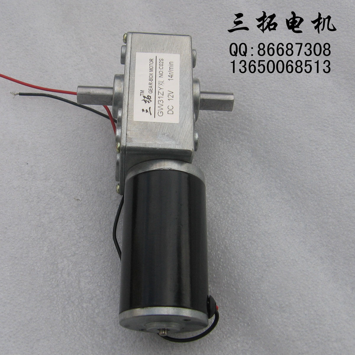 DIY Robot GW31ZY DC 12V 14RPM 8mmx13mm Double Shaft Worm Geared Motor