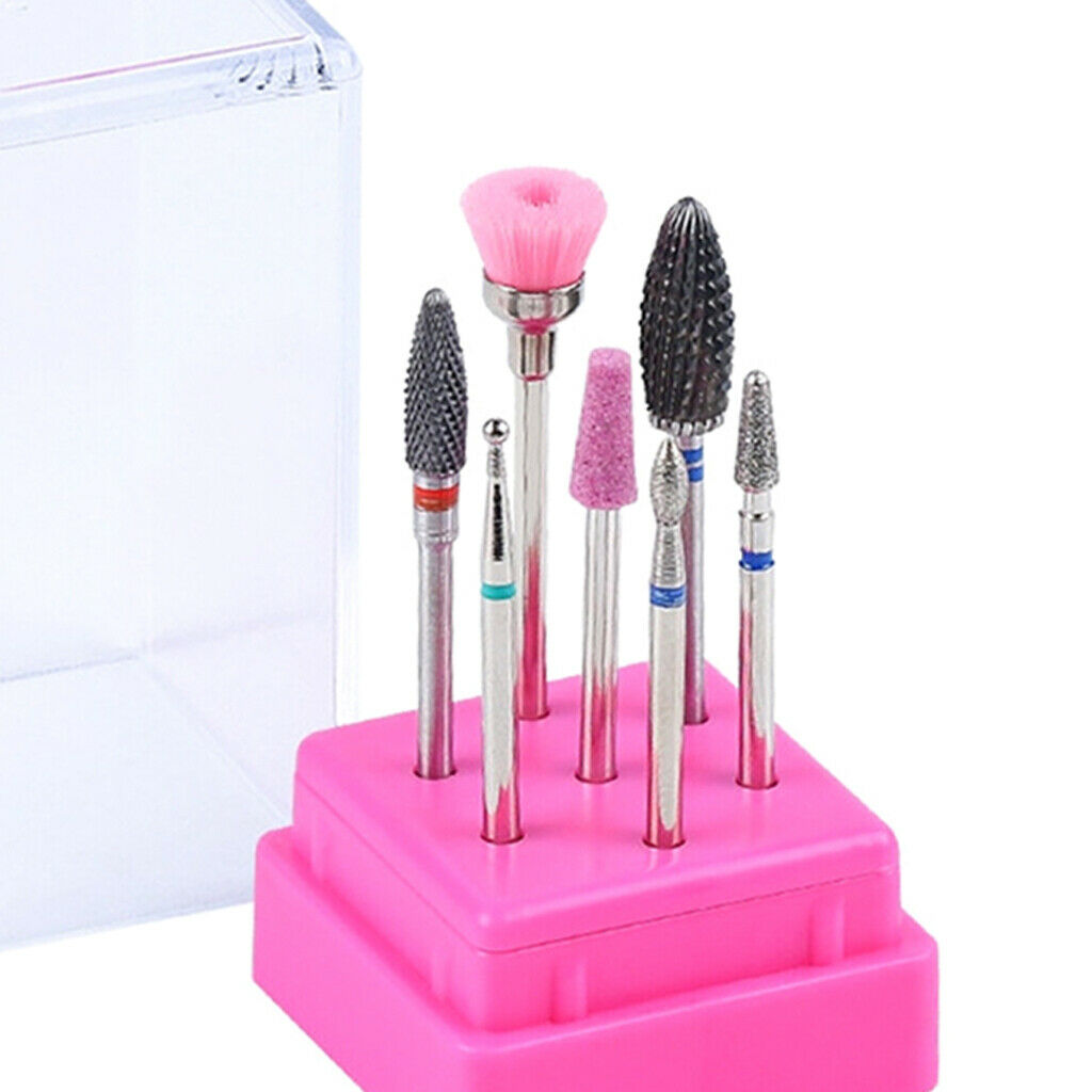 8X Nail File Bit Manicure Pedicure Drill Bits Manicure Tool wit Storage Case