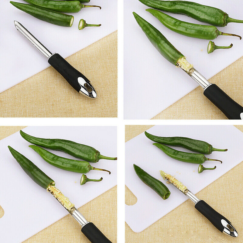 Chili Pepper Corer Stainless Steel Zucchini Courgette  Serrated Edge Core.l8