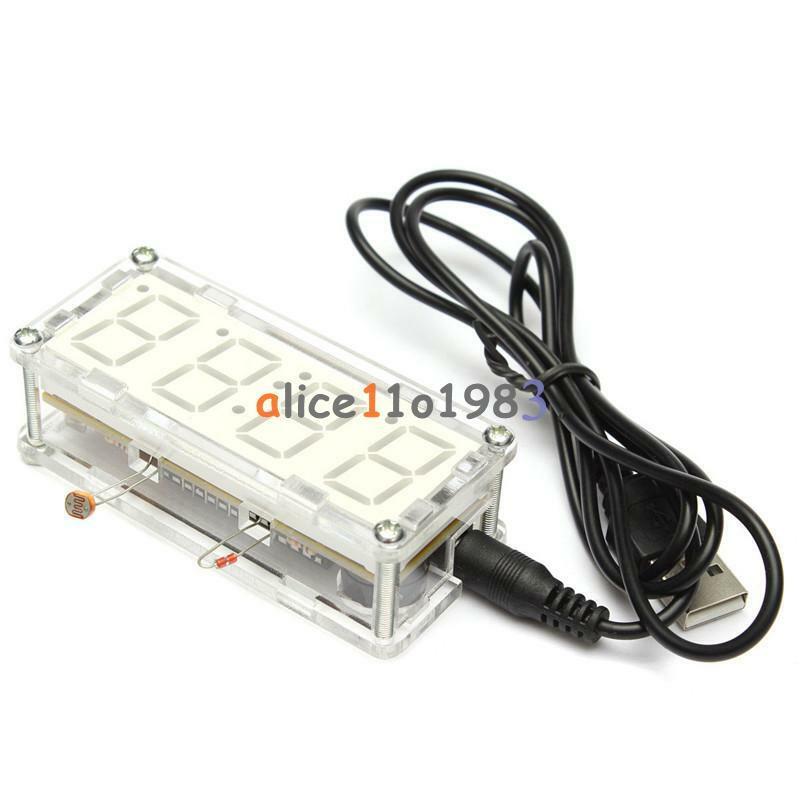 Green LED Electronic Clock Microcontroller Clock Time Thermometer DIY Kit