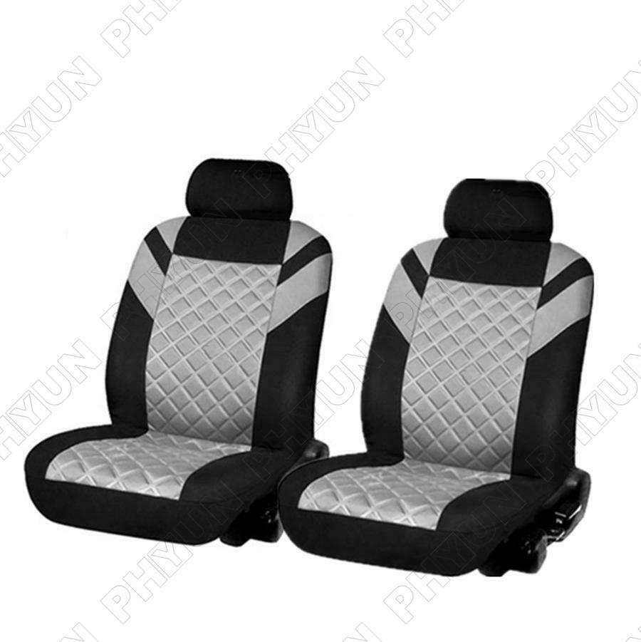For 5-Seats Car Seat Covers Front & Rear Full Set Diamond Pattern Embossed Grey