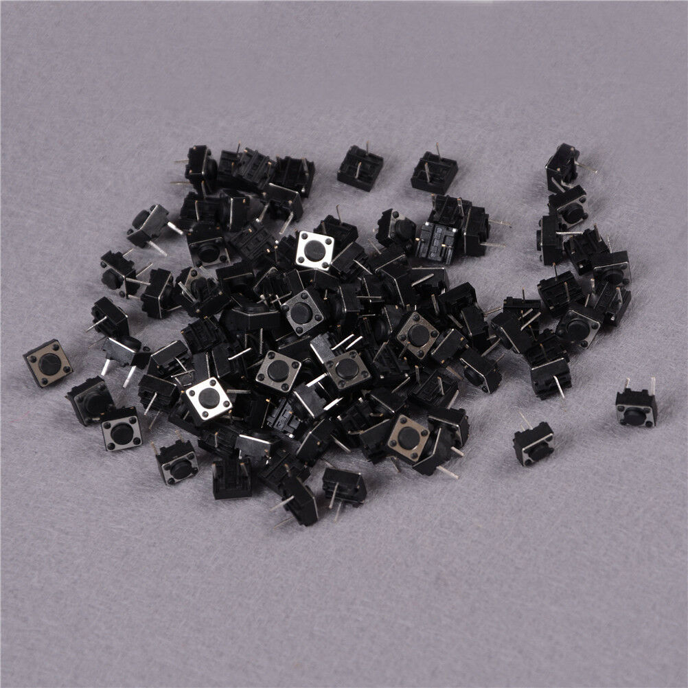 100Pcs Momentary Tactile Tact Push Button Switch 2 Pin DIP 6x6x4.3mm High 4.N SJ