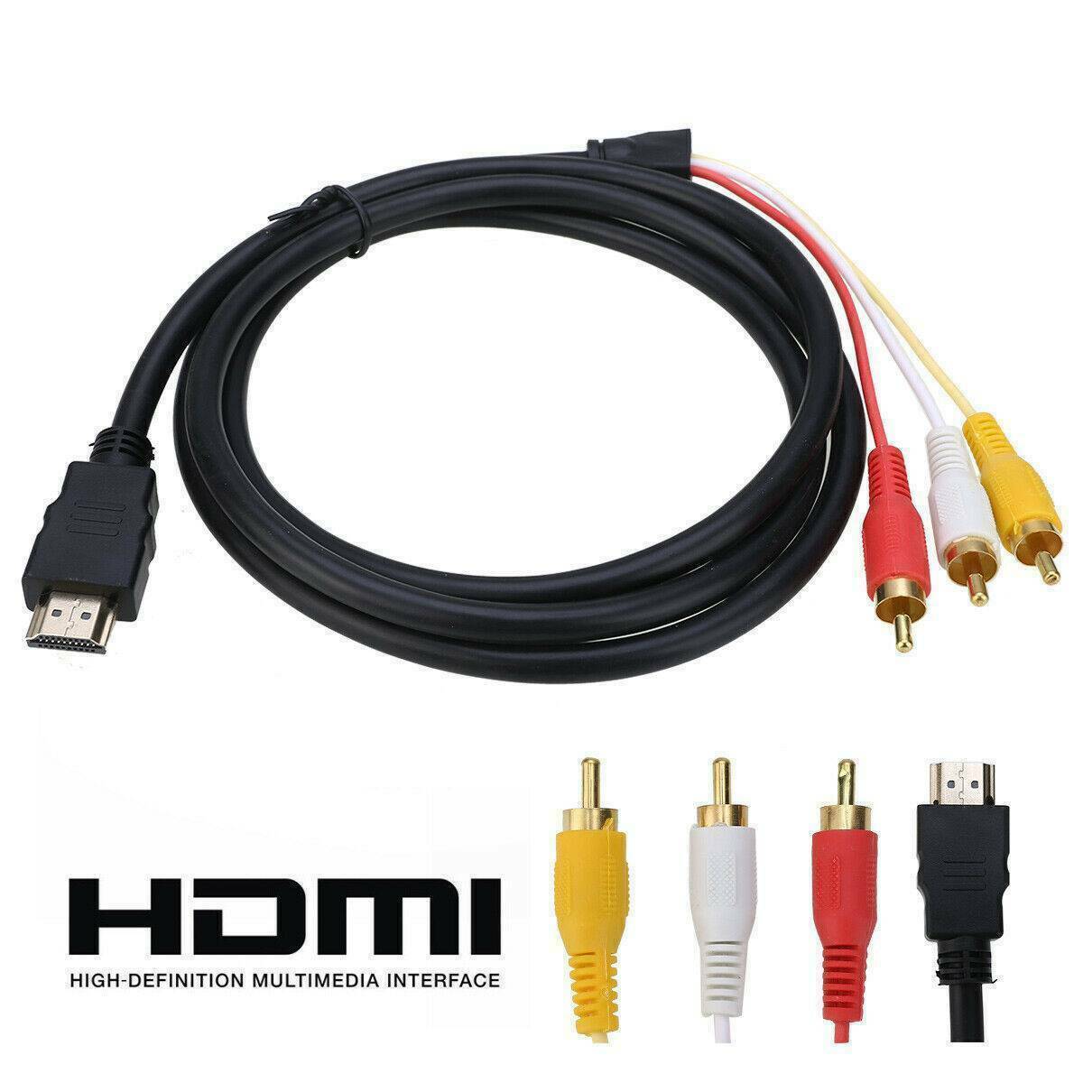 1080P HDMI Male to 3 RCA AV Cable Cord Adapter Converter Video Audio DVD 1.5M !!