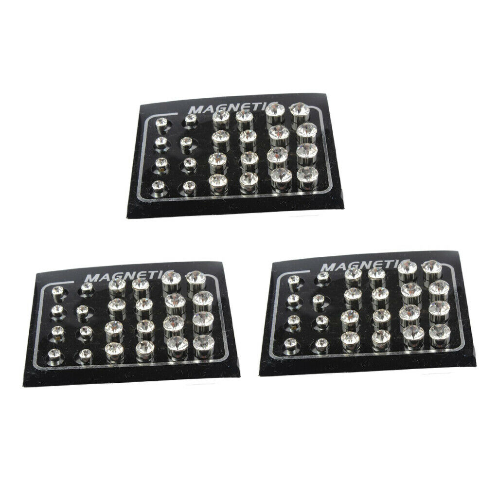 36 Pairs Fashion Crystal Ear Studs Magnetic Earrings for No Pierced Jewelry