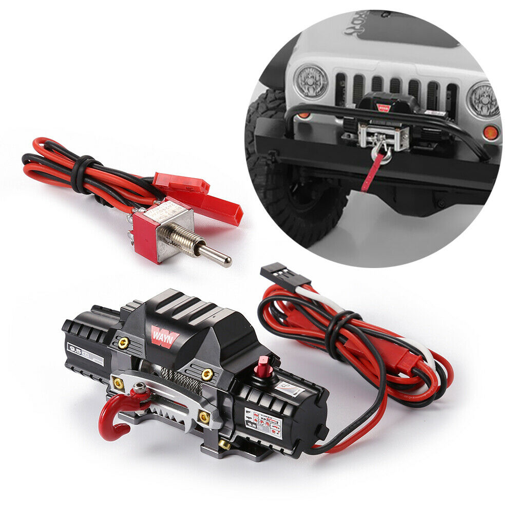 RC Car Double Motor Winch w/Remote Control Wire Switch for 1/8 RC Crawler