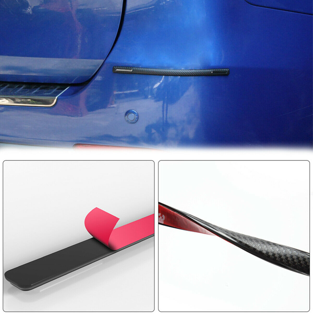 24.8cm x 1.4cm Carbon Fiber Pattern Wear-resistant Car Bumper Corner Guard Cover