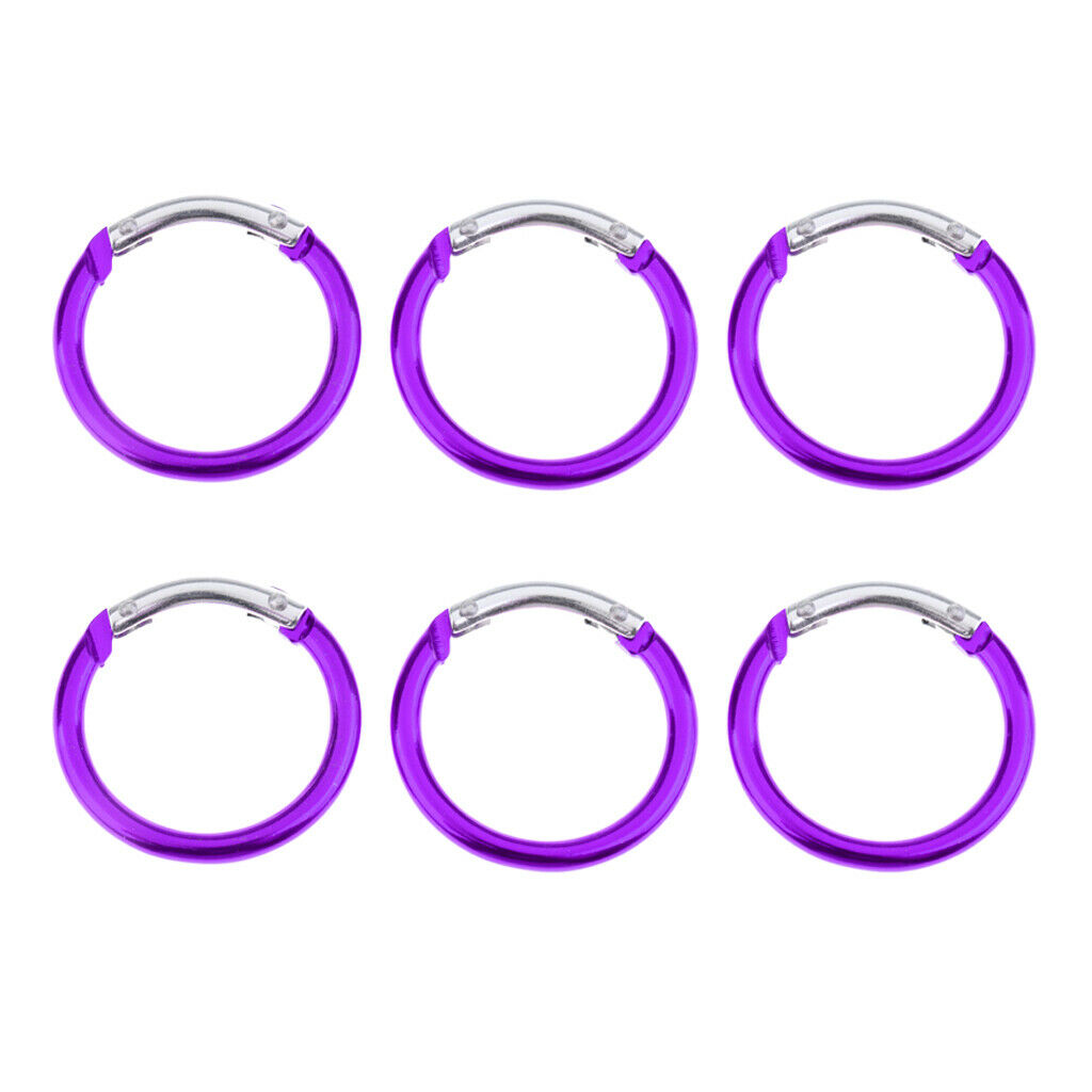6x Circle Round Carabiner Camp Spring Snap Clip Hook Keychain Camping Purple