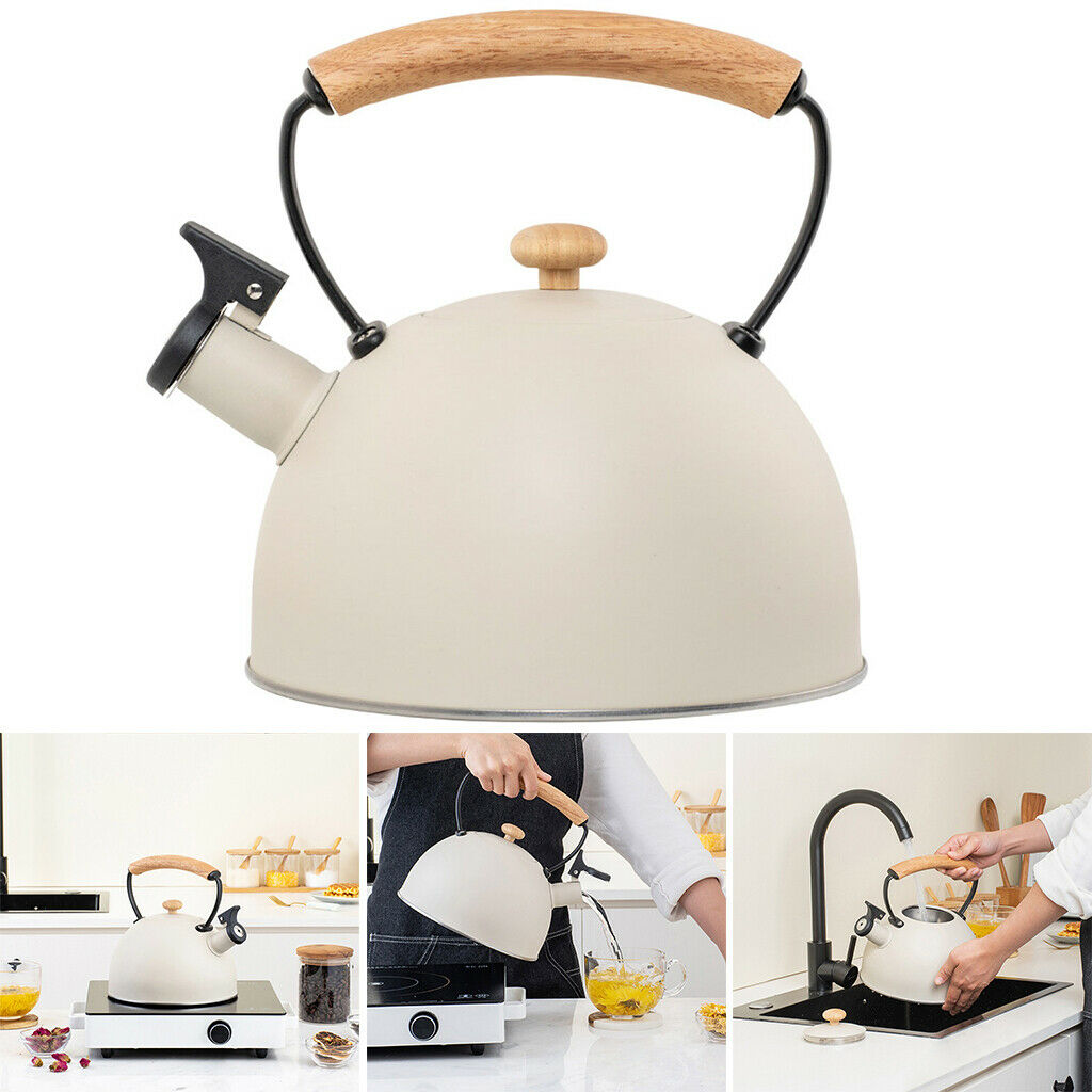 Whistling Tea Kettle Stovetop Tea Pot with Wooden Handle 2.96 Qt/2.8 L