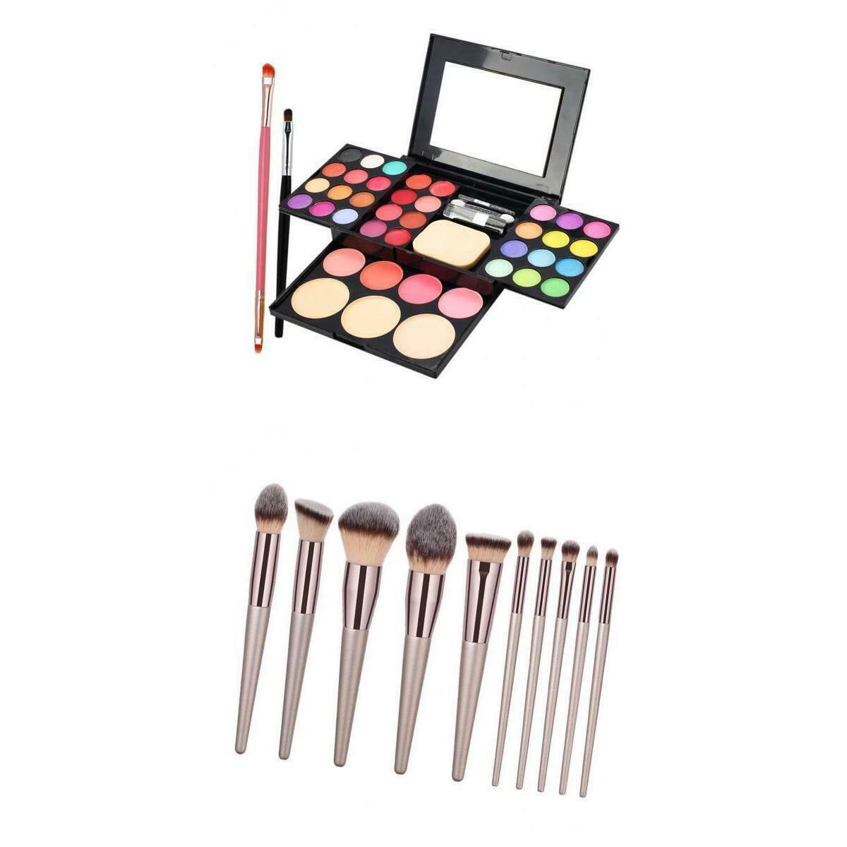 Cosmetics Eyeshadow Palette Makeup Box + 10 Pieces Professional Brush