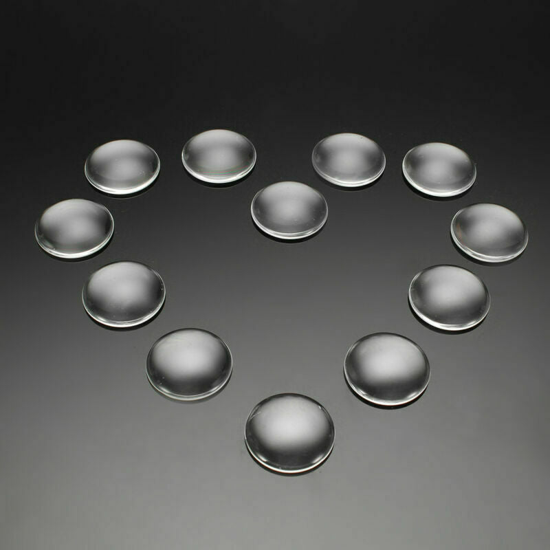 100Pcs 25MM Transparent Clear Round Flatback Domed Glass Cabochon Cover Finding