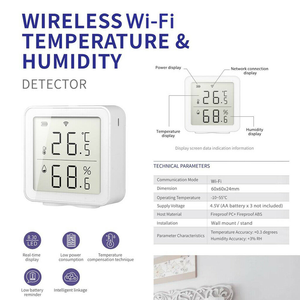 Humidity Temperature Sensor Temp Humidity Monitor for Home Wine Cellar