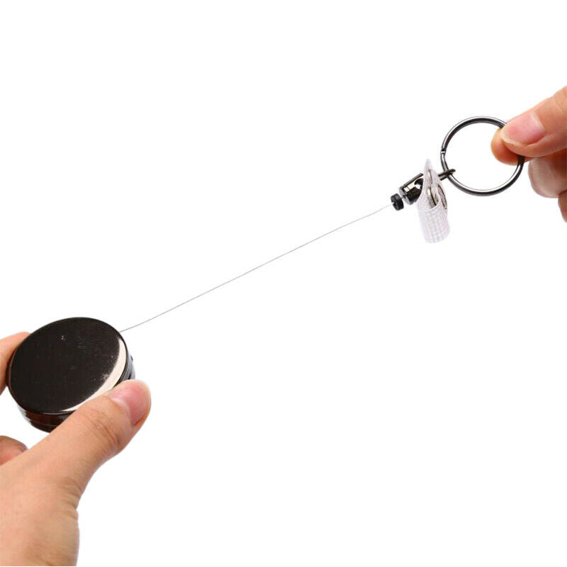 1pc Retractable Badge Holder Reel Name Card Keychain Metal ID Belt Clip KeyrBDA