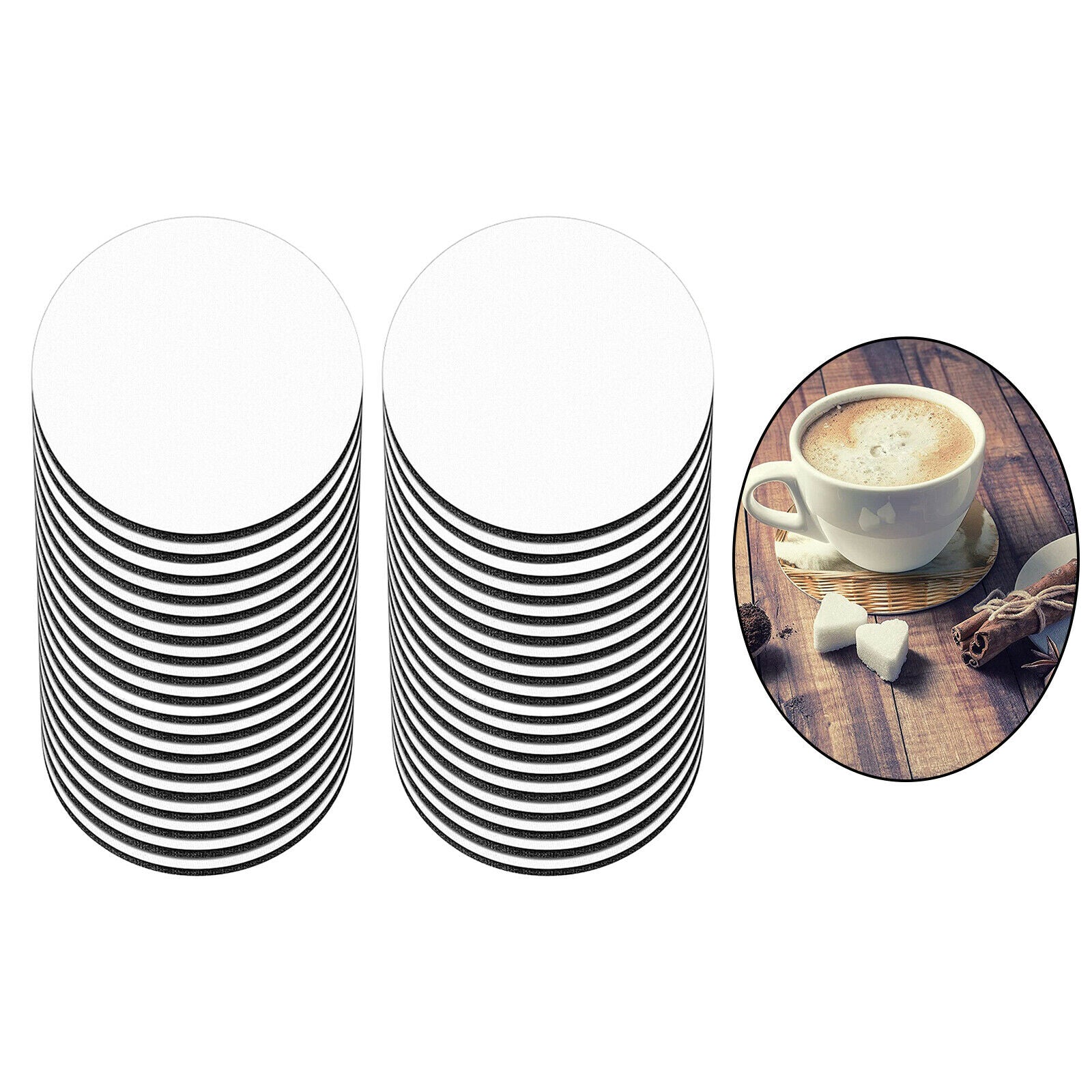 36x Sublimation Blanks Car Cup Coasters 10cm Circle for Painting Project