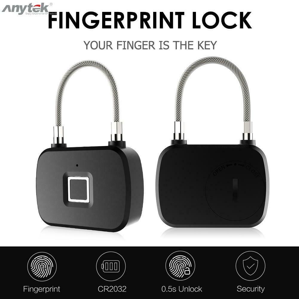 Anytek Smart Fingerprint Lock Anti Theft Safety Padlock Door Luggage Case Lock
