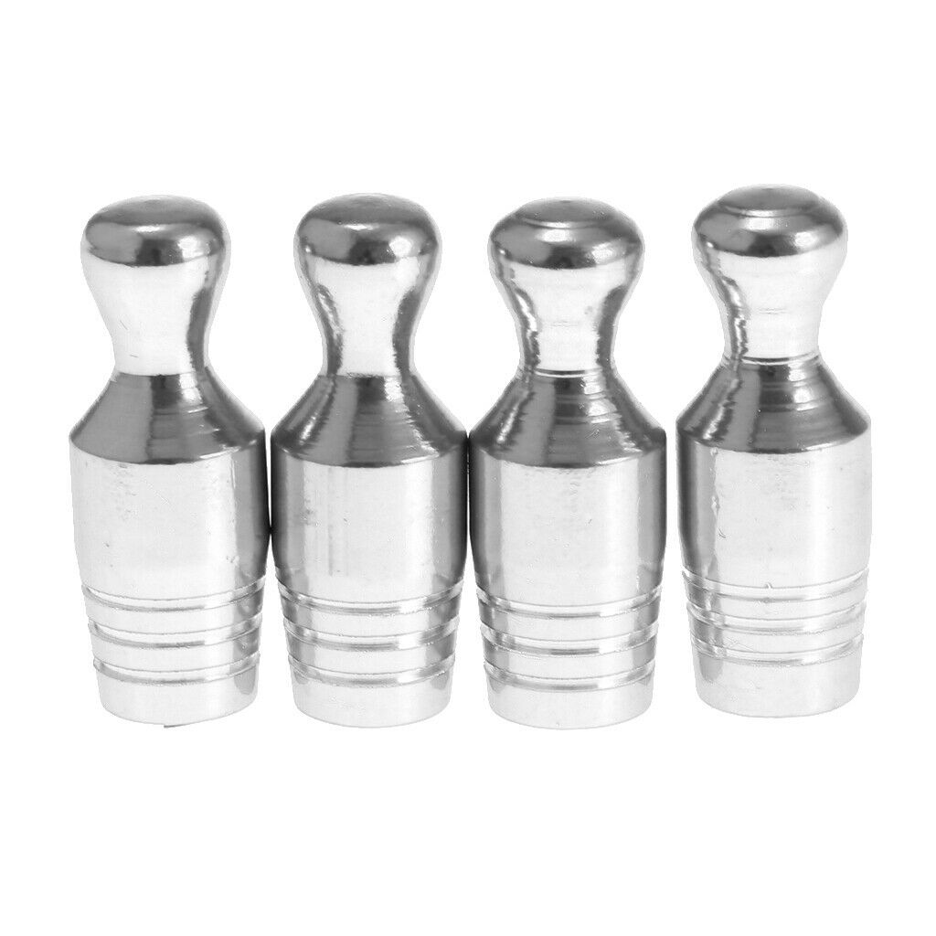 4X Car Bicycle Wheel Tire Air Valve Stems Cap Dust Cover Bowling Type Sliver