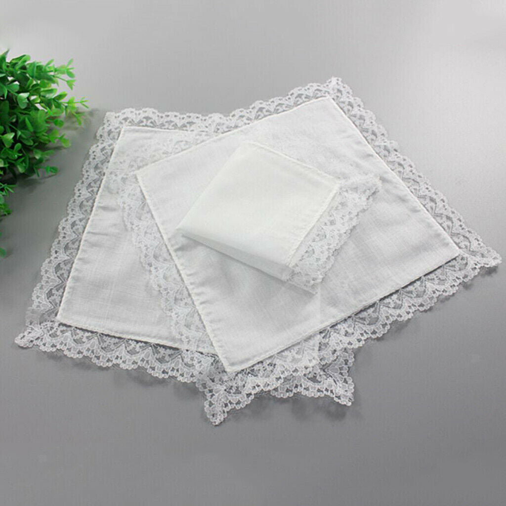 5Pcs Womens Cotton Lace Handkerchiefs, Pocket Square Hankies Pack Bulk For Men