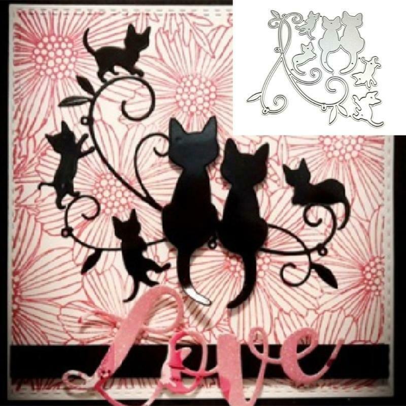 Cats Metal Cutting Dies Stencil DIY Scrapbooking Album Paper Card Template Mold