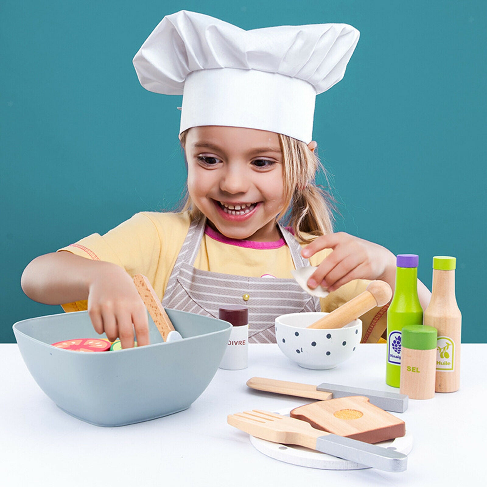 Game Simulation Kitchen Fruit Vegetable Salad Making Learning Toys Gift for Kids