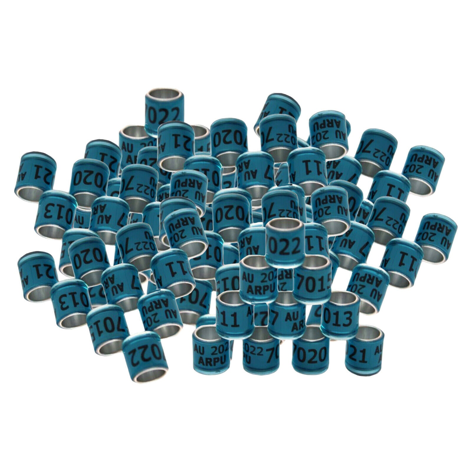 100Pcs 2022 Aluminium Dove Racing Pigeon Foot Rings Bands 8mm Blue
