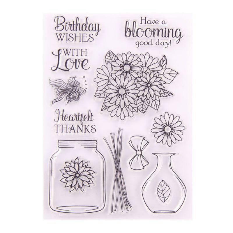 Flower Vase Seal Stamp with Cutting Dies Stencil Set DIY Scrapbooking Embossing