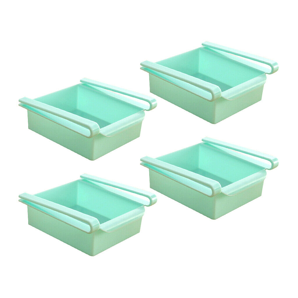4 Pieces Refrigerator Drawer Crisper Shelf Kitchen Fruit Egg Storage Blue