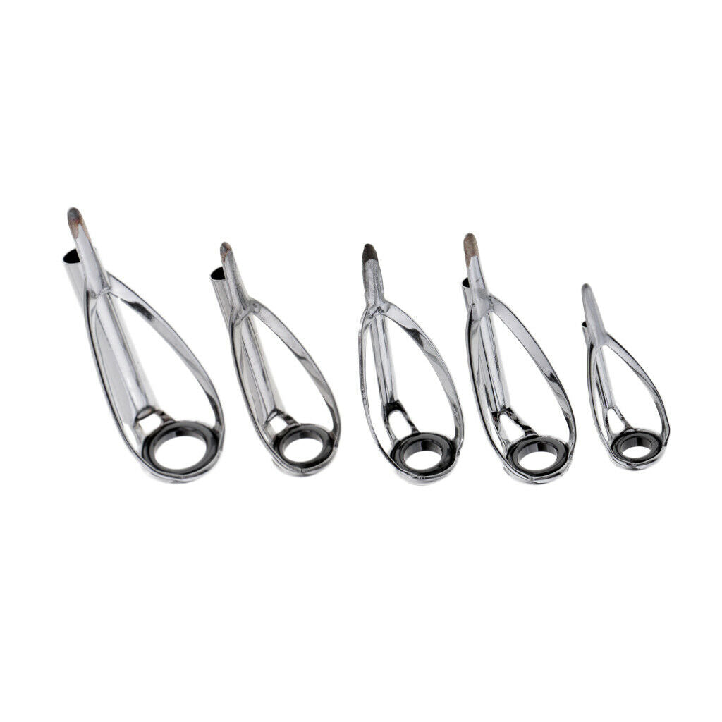 5 Pieces Sturdy Fishing Rod Guides Pole Tips Ring DIY Building Kits 5 Sizes