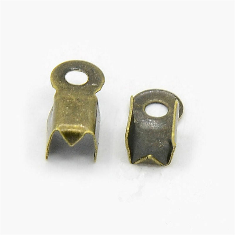 300X Folding Crimps Clamp Clip Connector Ends Cords For Leather Jewellery Craft