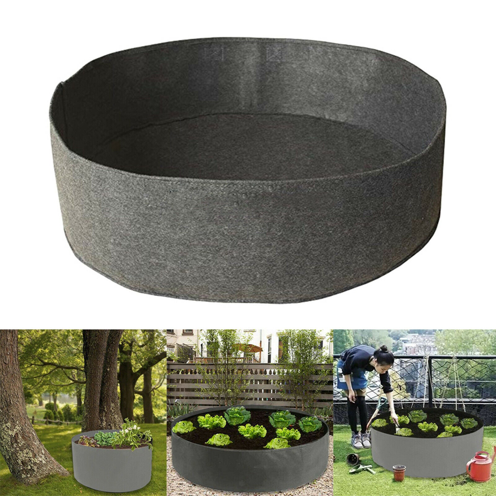 Fabric Raised Bed Garden Grow Bag Box Pouch Indoor/Outdoor Gray_60x20cm