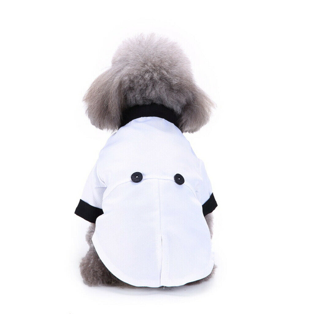 Pet Small Dog Clothes, Puppy Stylish Suit Bow Tie Costume, Wedding Shirt White S