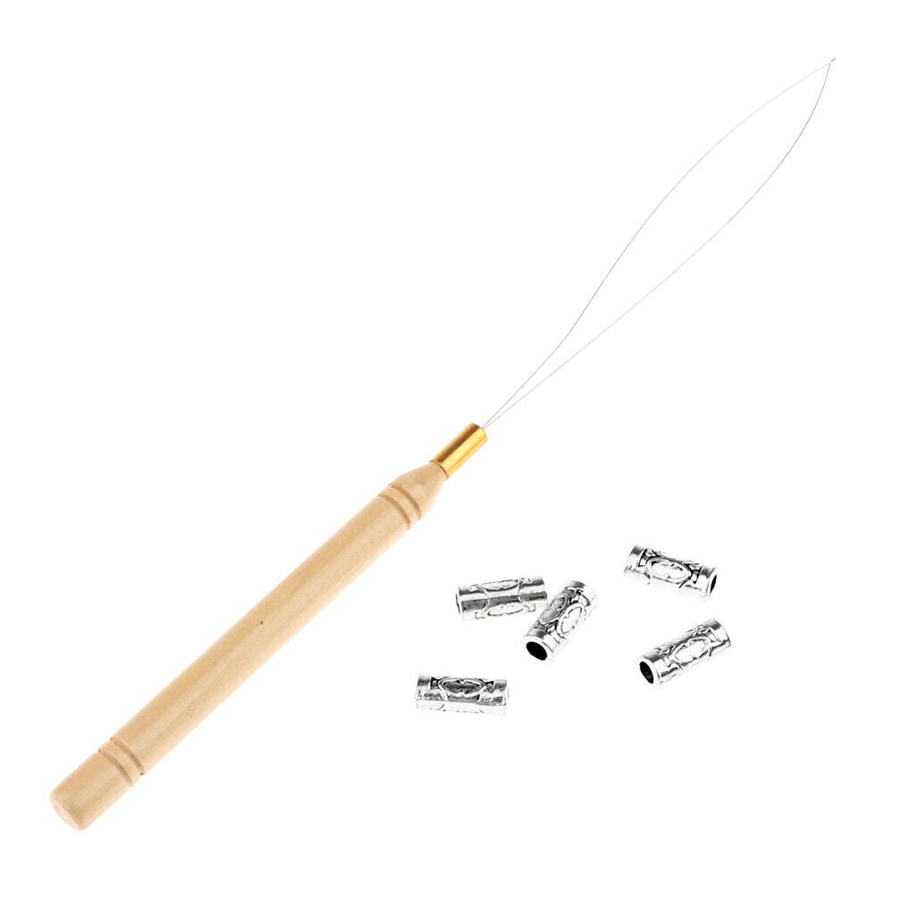 20Pcs Hair Braid Bead Hair Extensions Decoration + Wire Pulling Hook Tool