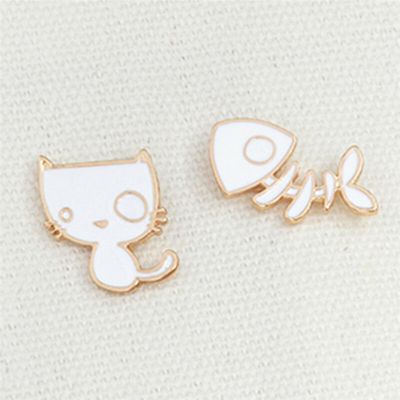 2PCS/Set Cute Cat Fish Bone Brooch Pins DIY Denim Jacket Pin Badge Jewelr.l8